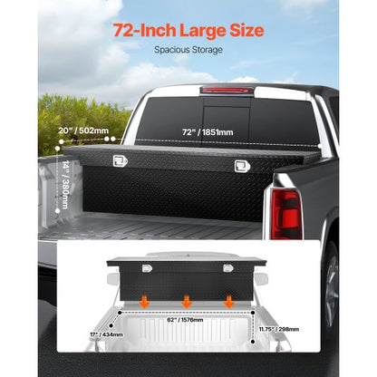 Crossover Tool Box 72x20x14 Inch Robust Aluminum Tool Box for Truck Beds