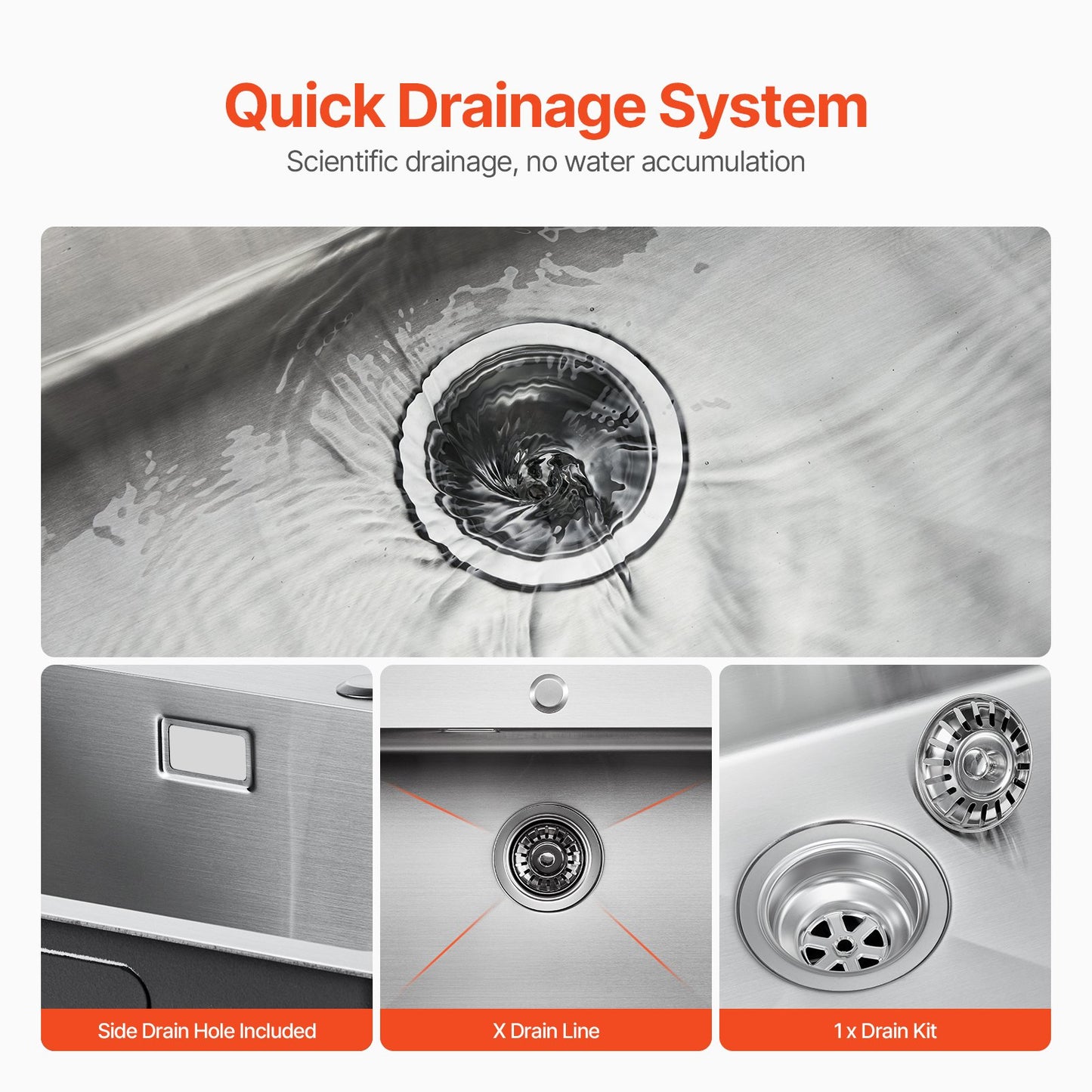 40cm Sink Top Mount Single Bowl Drop-In Basin Stainless Steel Bar