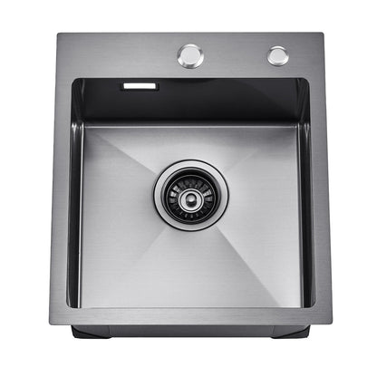 40cm Sink Topmount Single Bowl Drop-In Basin Stainless Steel Black