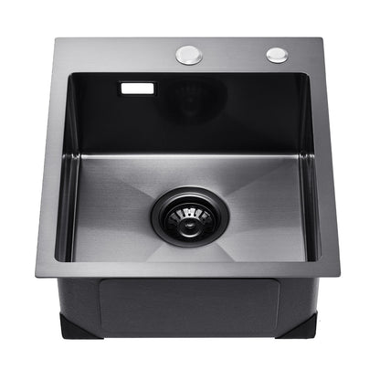 40cm Sink Topmount Single Bowl Drop-In Basin Stainless Steel Black