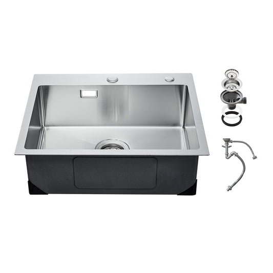 55 cm Diskbänk Top Mount Single Bowl Drop-In Basin Rostfri stålstång