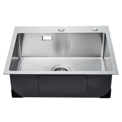 55 cm Diskbänk Top Mount Single Bowl Drop-In Basin Rostfri stålstång