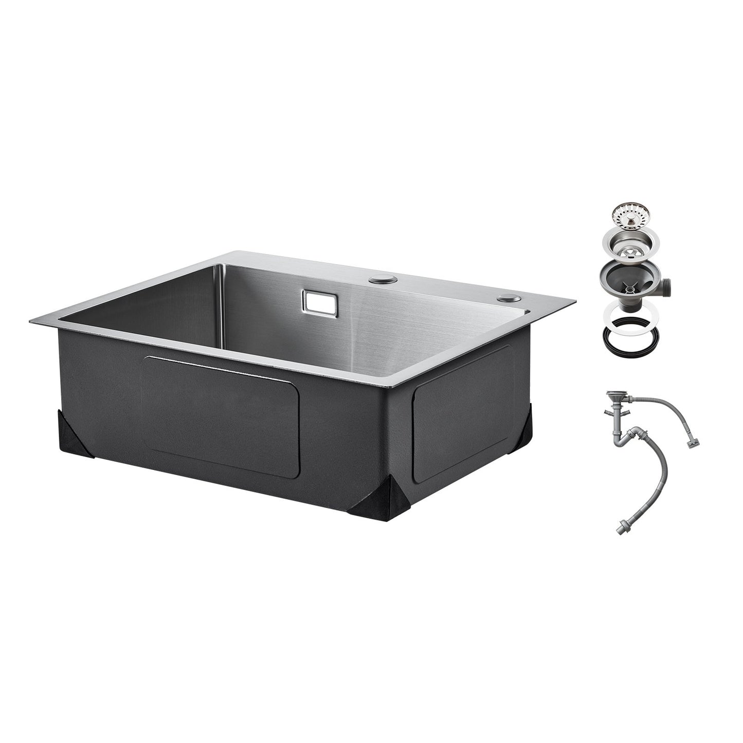55 cm Diskbänk Top Mount Single Bowl Drop-In Basin Rostfri stålstång