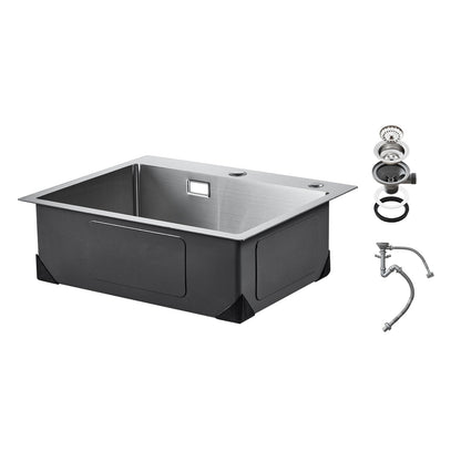 55 cm Diskbänk Top Mount Single Bowl Drop-In Basin Rostfri stålstång