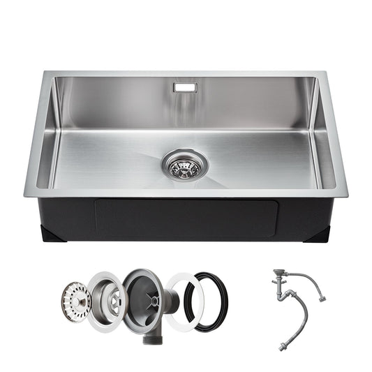 70cm Köksdiskbänk Undermonterad Enkelskål Drop-In Basin Rostfritt stålstång