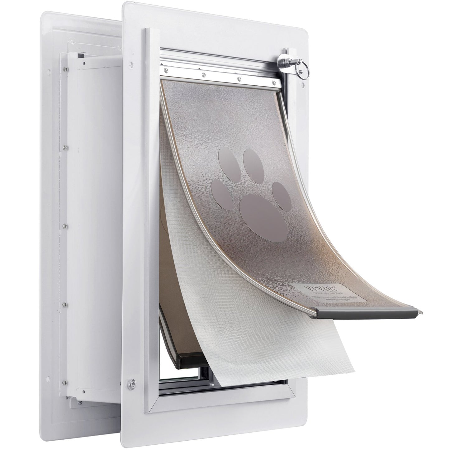 Pet Door for wall with lock and 3 magnetic flap system metal frame Medium