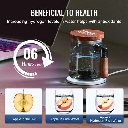 Hydrogen Water Cup, 400 ml / 14,1 oz Hydrogen Generator, SPE Technology Portable Hydrogen Water Ionizer Machine med trådlös laddningsbas, väterik vattenflaska Glas Health Cup