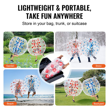 Uppblåsbara Bumper Balls 2-pack, 4FT/1,2M Body Sumo Zorb Balls för tonåring, 0,8 mm tjocka PVC Human Hamster Bubble Balls för utomhusspel för lagspel, Bumper Bopper Leksaker för trädgård, trädgård, park