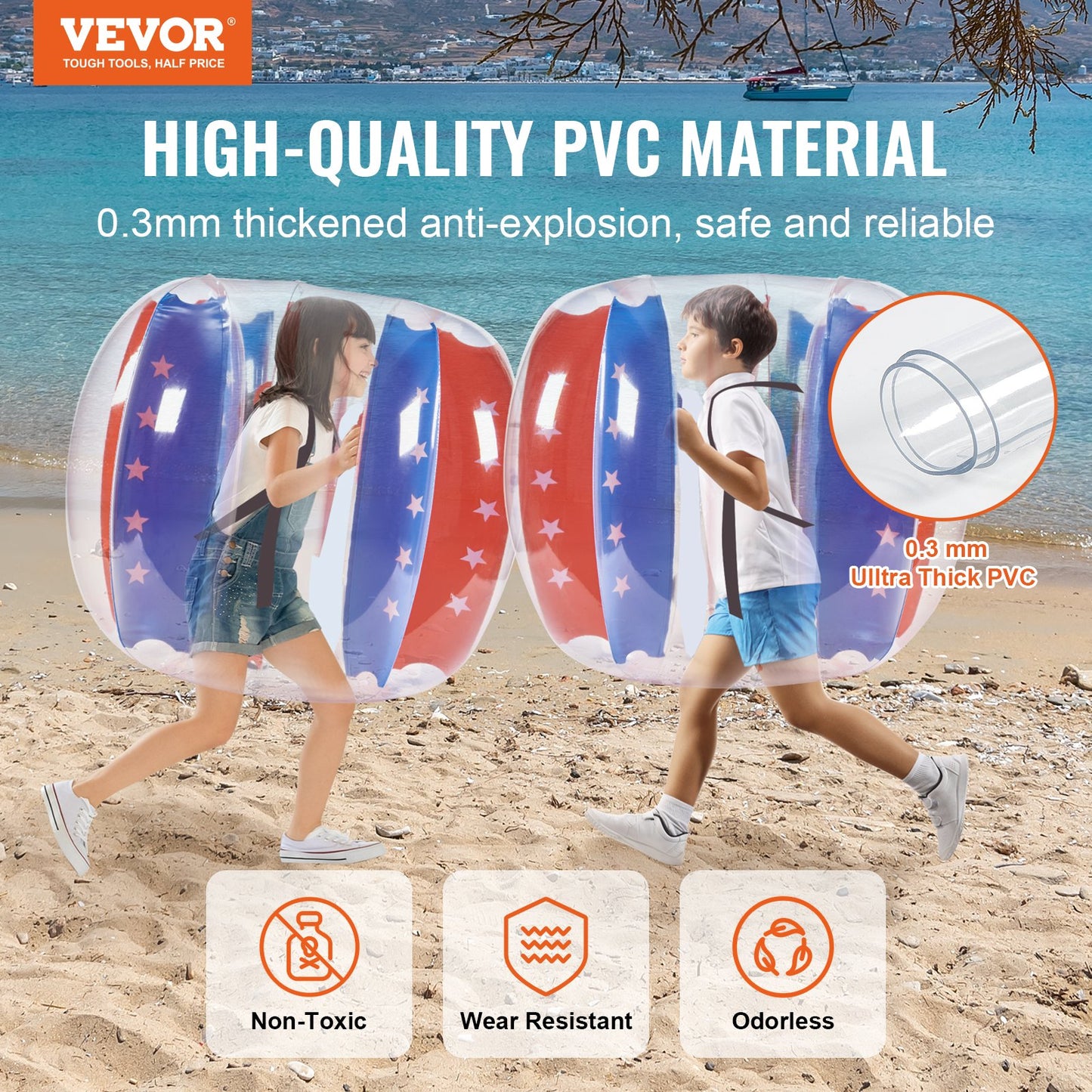 Uppblåsbara Bumper Balls 2-pack, 4FT/1,2M Body Sumo Zorb Balls för barn och tonåringar, Slitstark PVC Human Hamster Bubble Balls för utomhusspel för lagspel, Bumper Bopper Leksaker för lekplats, trädgård, park