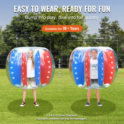 Uppblåsbara Bumper Balls 2-pack, 4FT/1,2M Body Sumo Zorb Balls för barn och tonåringar, Slitstark PVC Human Hamster Bubble Balls för utomhusspel för lagspel, Bumper Bopper Leksaker för lekplats, trädgård, park