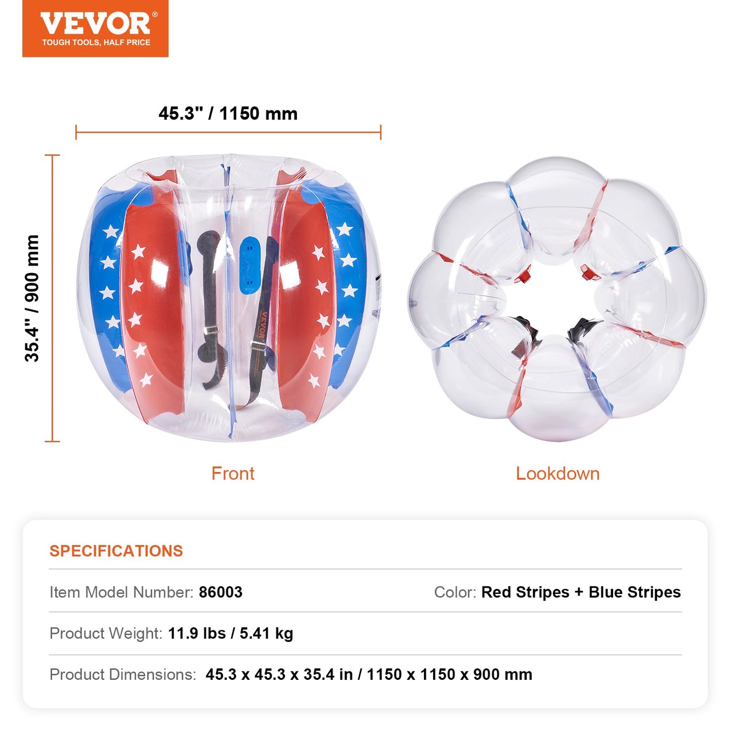 Uppblåsbara Bumper Balls 2-pack, 4FT/1,2M Body Sumo Zorb Balls för barn och tonåringar, Slitstark PVC Human Hamster Bubble Balls för utomhusspel för lagspel, Bumper Bopper Leksaker för lekplats, trädgård, park