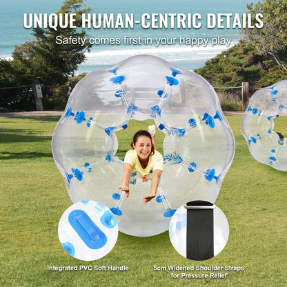 Aufblasbarer Bumper Ball, 1er-Pack, 1,2 m Body Sumo Zorb Balls für Teenager, 0,8 mm dicke PVC-Bubble-Bälle für menschliche Hamster für Teamspiele im Freien, Bumper Bopper-Spielzeug für Garten, Hof, Park