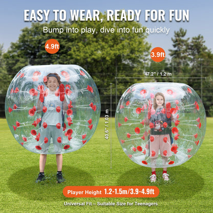 Uppblåsbar Bumper Ball 1-pack, 4FT/1,2M Body Sumo Zorb-bollar för tonåringar och vuxna, 0,8 mm tjocka PVC-bubbelbollar för mänsklig hamster för utomhusspel för lagspel, Bumper Bopper-leksaker för trädgård, trädgård, park