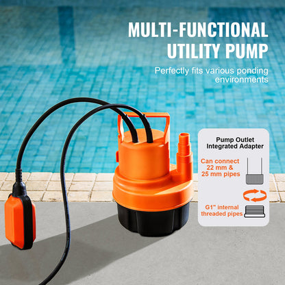 Submersible Utility Pump Sump Pump 320W 1585 GPH 23 ft Head water pump