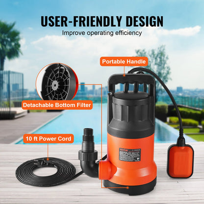 Submersible Utility Pump Sump Pump 400W 2510 GPH 26 ft Head Water Pump