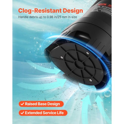 690W dränkbar sumppump, 17500 l/h, PP-GF20 dränkbar avloppspump för smutsigt rent vatten med automatisk flottörbrytare, lång sladd, 9 m maxlyft, för pooler, trädgård, dammar, översvämmade områden |  EU