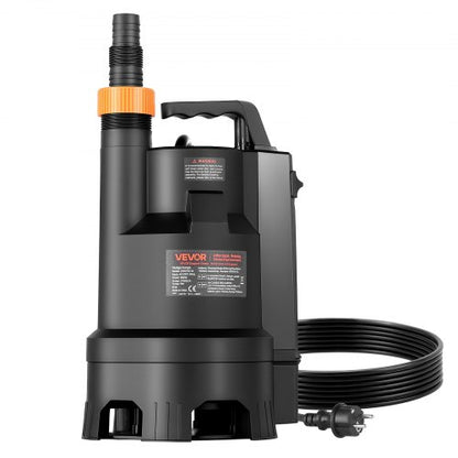 690W dränkbar sumppump, 17500 l/h, PP-GF20 dränkbar avloppspump för smutsigt rent vatten med automatisk flottörbrytare, lång sladd, 9 m maxlyft, för pooler, trädgård, dammar, översvämmade områden |  EU