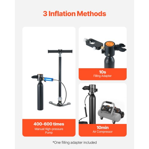 0,5 L Scuba Tank 32,81 ft Dykdjup Bärbar dykartank med pump |  EU