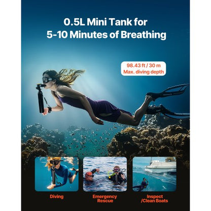 0,5 L Scuba Tank 98,43 ft Dykdjup Lungtank Kit för utforskning |  EU