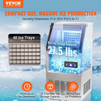 Commercial ice machine Freestanding cabinet machine 38kg/24H 40 ice cubes
