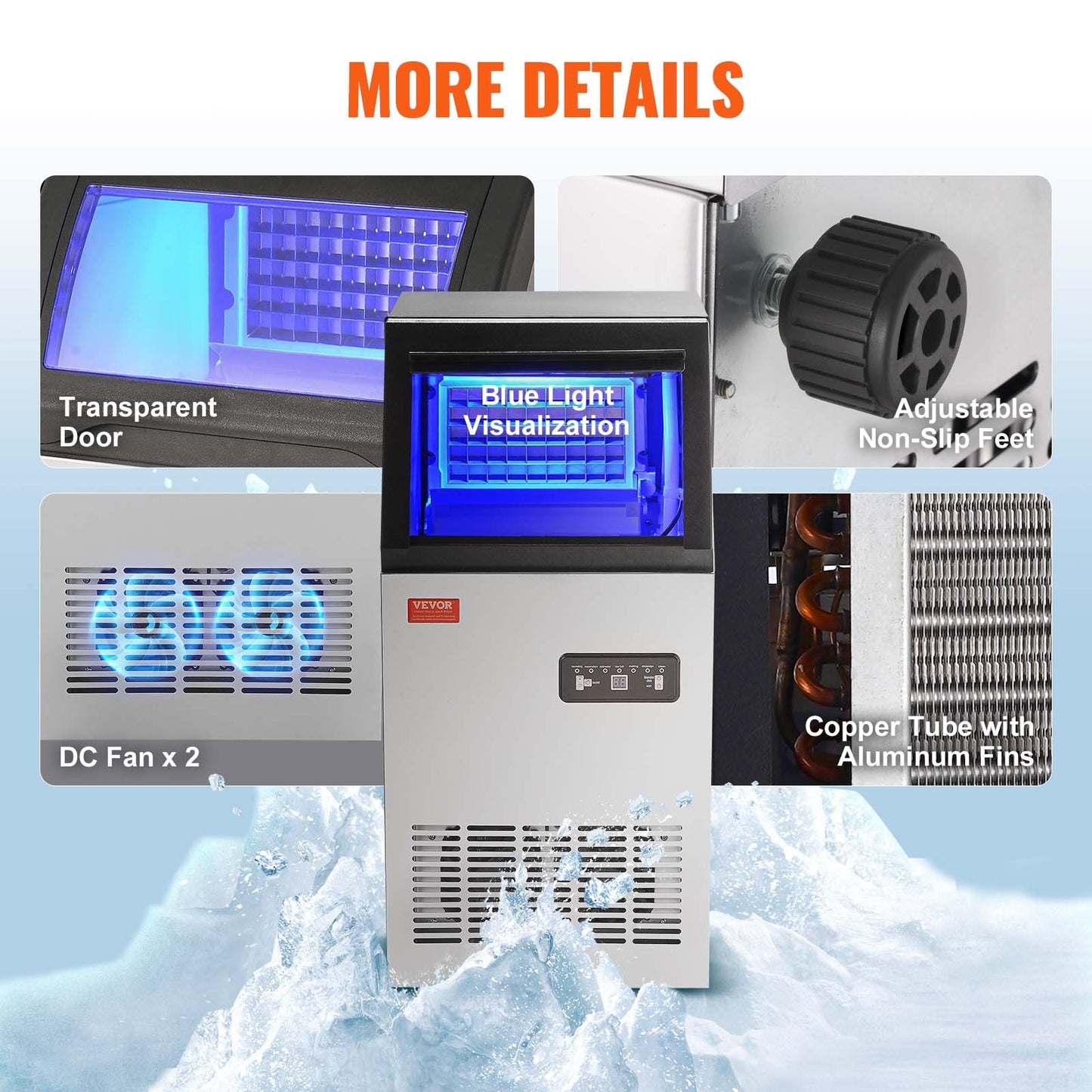 Commercial ice machine Freestanding cabinet machine 38kg/24H 40 ice cubes