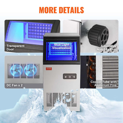 Commercial ice machine Freestanding cabinet machine 38kg/24H 40 ice cubes