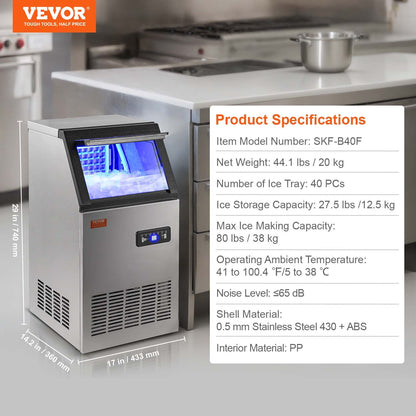 Commercial ice machine Freestanding cabinet machine 38kg/24H 40 ice cubes