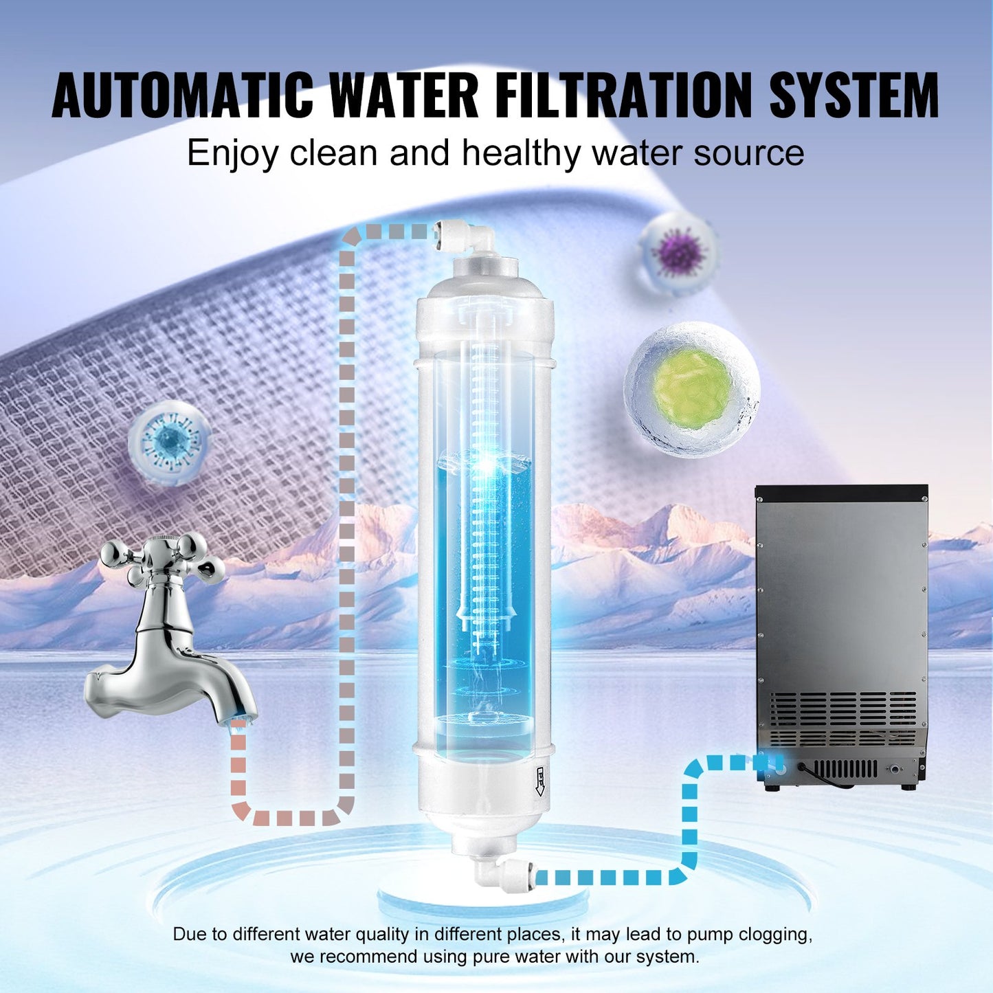 Commercial Ice Machine Freestanding Cabinet Machine 70lbs/24H 36 Ice Cubes