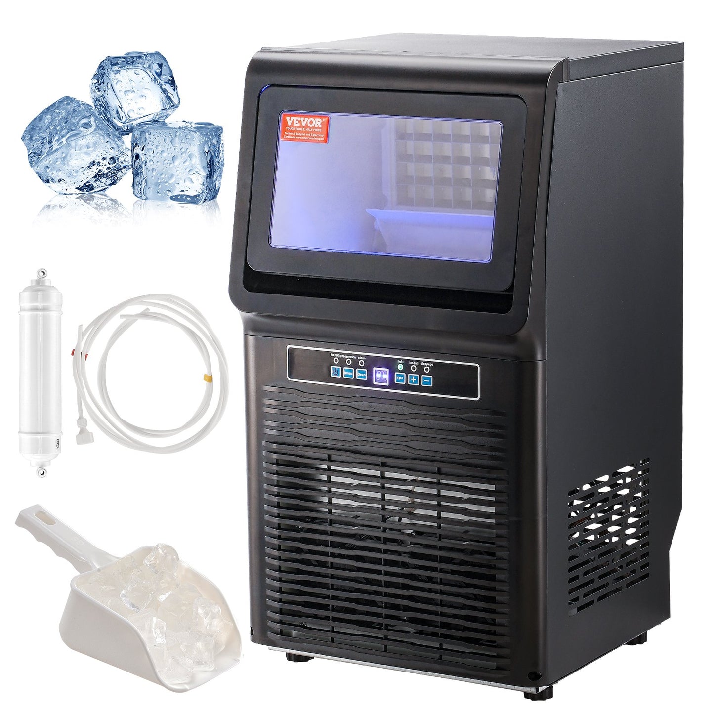 Commercial Ice Machine Freestanding Cabinet Machine 70lbs/24H 36 Ice Cubes