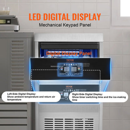 Commercial Ice Machine Freestanding Cabinet Machine 80lbs/24H 40 Ice Cubes