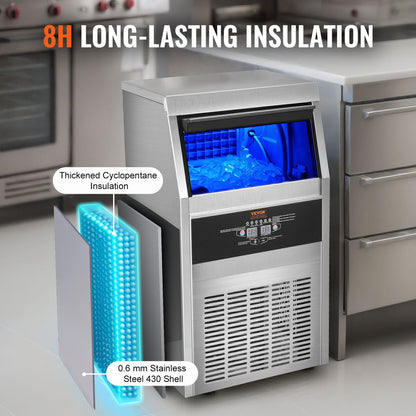 Commercial Ice Machine Freestanding Cabinet Machine 80lbs/24H 40 Ice Cubes