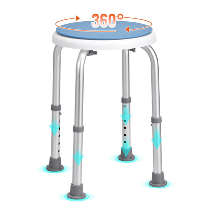 Shower chair 360 degrees rotating, adjustable height Shower stool seat, bath chair for indoor shower or bathtub, non-slip bench Bathtub seat Stool for elderly disabled Handicap, 136.1 kg Capacity
