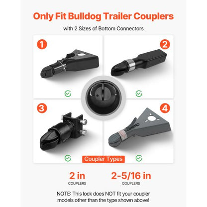 släpvagnskopplingslås passar 2 & 2-5/16-tums kopplingar kraftigt dragkrokslås |  EU