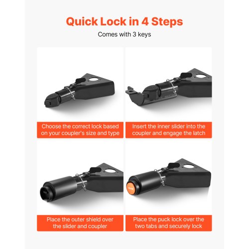 släpvagnskopplingslås passar 2 & 2-5/16-tums kopplingar kraftigt dragkrokslås |  EU