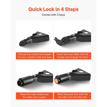 släpvagnskopplingslås passar 2 & 2-5/16-tums kopplingar kraftigt dragkrokslås |  EU