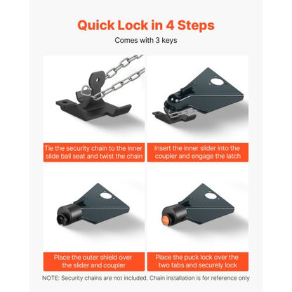 släpvagnskopplingslås passar 2 & 2-5/16-tums kopplingar släpvagnslås |  EU