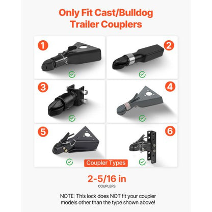 släpvagnslås passar 2-5/16 tum gjutna/bulldog släpvagnskopplingar dragkroklås |  EU