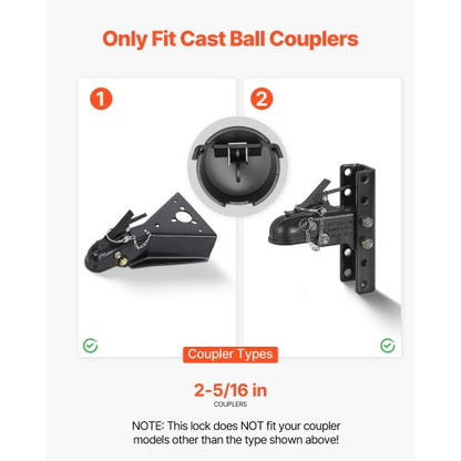 släpvagnskopplingslås passar 2-5/16-tums kopplingar kraftigt släpvagnslås |  EU