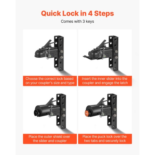 släpvagnskopplingslås passar 2-5/16-tums kopplingar kraftigt släpvagnslås |  EU