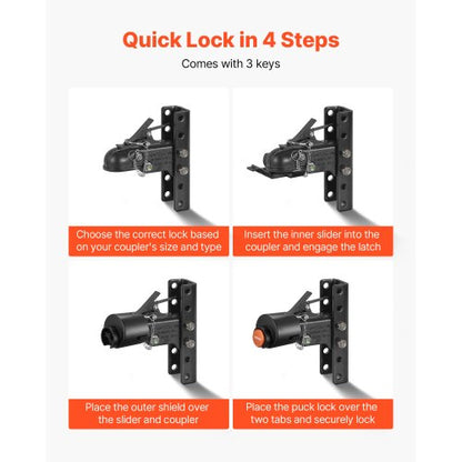 släpvagnskopplingslås passar 2-5/16-tums kopplingar kraftigt släpvagnslås |  EU