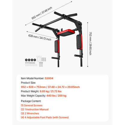 Multifunktionell Pull Up Bar Väggmonterad Chin Up Bar Dip Station Hemmagym