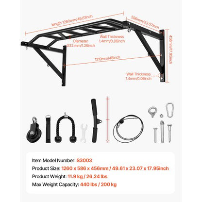 Pull Up Bar Multi Grip Wall Mounted Chin Up Bars Sturdy Home Gym