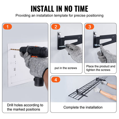 Garage Storage Shelves, 2-Pack, 4 x 1 ft Heavy Duty Garage Shelves Wall Mounted, 400 lbs Load Capacity (Total) Garage Storage Rack Floating Shelves, Suitable for Shop, Shed, Garage Storage