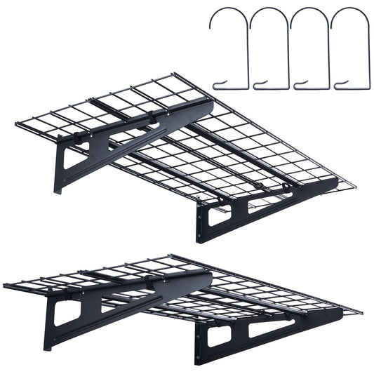 Garageförvaringshyllor, 2-pack, 4 x 2 fot Heavy Duty Garagehyllor Väggmonterade, 500 lbs Lastkapacitet (totalt) Garageförvaringsställ Flytande hyllor, Lämplig för butik, bod, garageförvaring