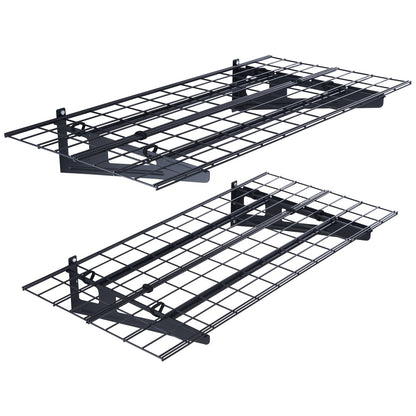 Garageförvaringshyllor, 2-pack, 4 x 2 fot Heavy Duty Garagehyllor Väggmonterade, 500 lbs Lastkapacitet (totalt) Garageförvaringsställ Flytande hyllor, Lämplig för butik, bod, garageförvaring