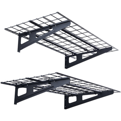 Garageförvaringshyllor, 2-pack, 4 x 2 fot Heavy Duty Garagehyllor Väggmonterade, 500 lbs Lastkapacitet (totalt) Garageförvaringsställ Flytande hyllor, Lämplig för butik, bod, garageförvaring