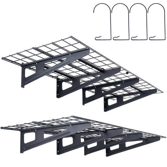 Garageförvaringshyllor, 2-pack, 6 x 2 fot Heavy Duty Garagehyllor Väggmonterade, 1000 lbs Lastkapacitet (totalt) Garageförvaringsställ Flytande hyllor, lämplig för butik, bod, garageförvaring