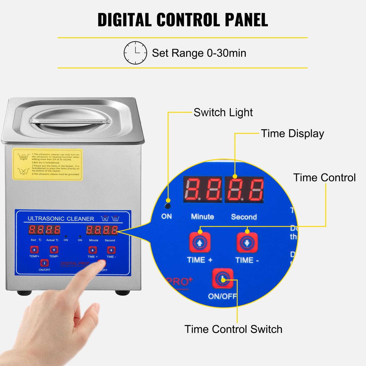Ultrasonic Cleaner 1.3L Ultrasonic Cleaner Device with Heater Timer 60W