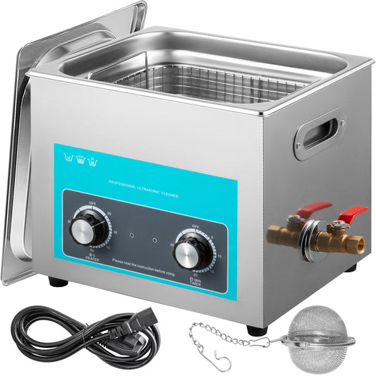 10L Ultrasonic Cleaner Jewelry Cleaner with Heater Timer for Jewelry Cleaning Knob Control Eyeglasses Rings Dentures Musical Instruments