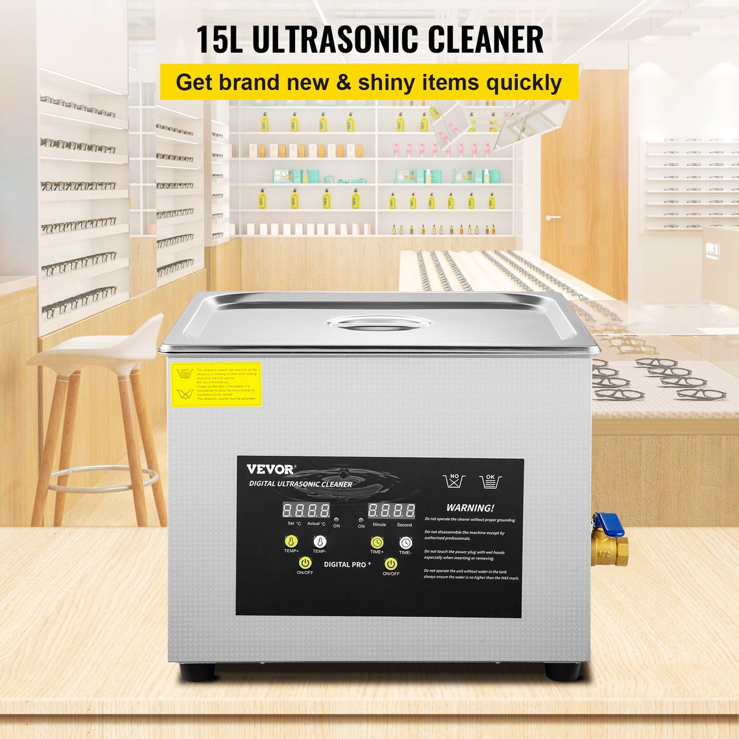 15L Digital Ultrasonic Cleaner Heater Timer 600W 40KHz rengöringsmaskin